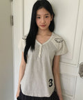 3-Button Angel Slim Fit T-Shirt [Stripe Gray]