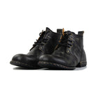OSSTONE Moto Boots for Men Vintage Zipper-up Retro Leather Chukka Boots Distressed Rock n roll Bike Shoes Punk Boots OS-6015-2-Retro