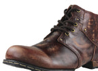 OSSTONE Moto Boots for Men Vintage Zipper-up Retro Leather Chukka Boots Distressed Rock n roll Bike Shoes Punk Boots OS-6015-2-Retro