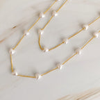 Pearl Heart Long Chain Necklace