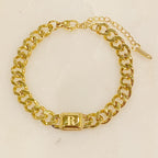 Uptown Cuban Chain Initial Bracelet