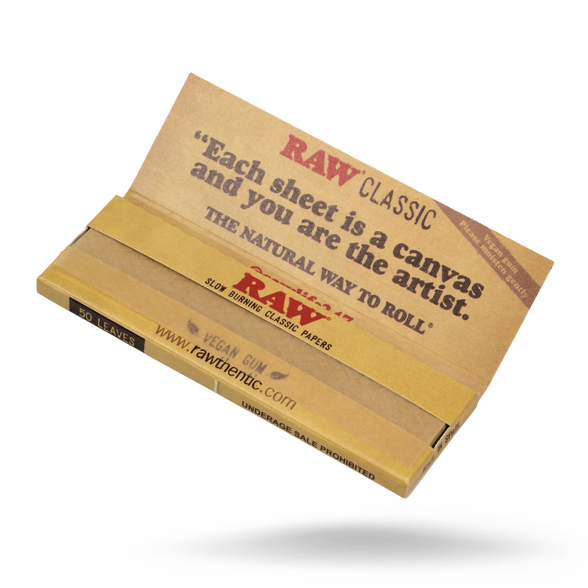 Raw Unrefined Classic 1.25 1 1/4 Size Cigarette Rolling Papers, 50 Count (Pack of 6)