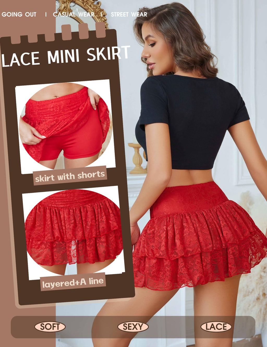 Lace Layered Mini Skirt