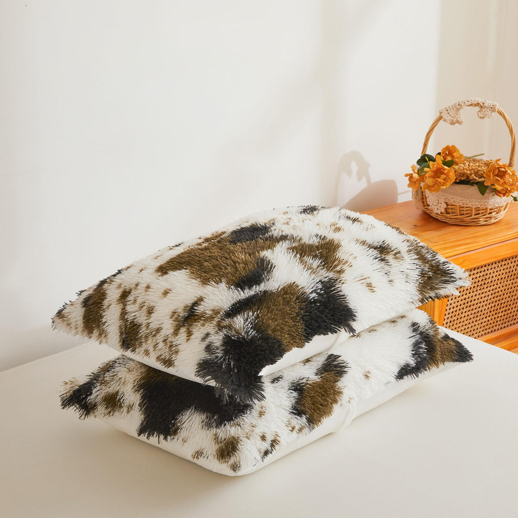 XeGe Cheetah Print Fluffy Faux Fur Duvet Cover Set, 3 Pieces Soft Plush Shaggy Fuzzy Bedding Set(1 Faux Fur Leopard Print Comforter Cover + 2 Furry Pillow Cases), Zipper Closure(King, Pink)