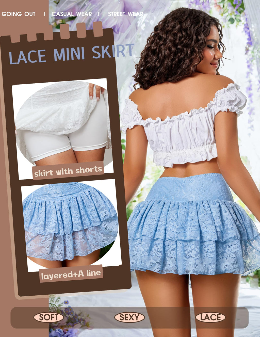 Lace Layered Mini Skirt