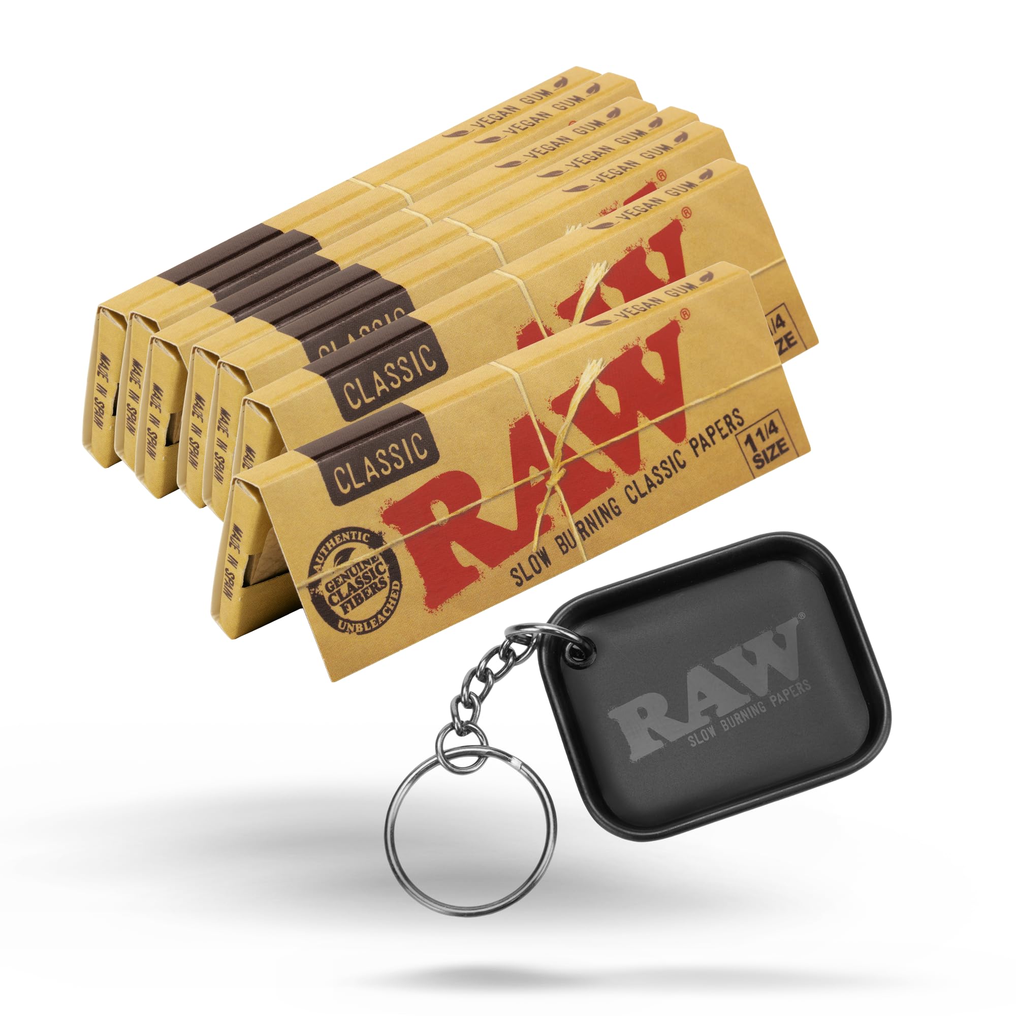 Raw Unrefined Classic 1.25 1 1/4 Size Cigarette Rolling Papers, 50 Count (Pack of 6)
