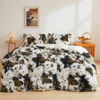 XeGe Cheetah Print Fluffy Faux Fur Duvet Cover Set, 3 Pieces Soft Plush Shaggy Fuzzy Bedding Set(1 Faux Fur Leopard Print Comforter Cover + 2 Furry Pillow Cases), Zipper Closure(King, Pink)