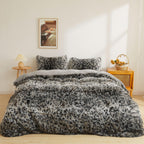 XeGe Cheetah Print Fluffy Faux Fur Duvet Cover Set, 3 Pieces Soft Plush Shaggy Fuzzy Bedding Set(1 Faux Fur Leopard Print Comforter Cover + 2 Furry Pillow Cases), Zipper Closure(King, Pink)