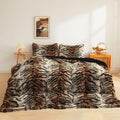 XeGe Cheetah Print Fluffy Faux Fur Duvet Cover Set, 3 Pieces Soft Plush Shaggy Fuzzy Bedding Set(1 Faux Fur Leopard Print Comforter Cover + 2 Furry Pillow Cases), Zipper Closure(King, Pink)