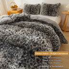 XeGe Cheetah Print Fluffy Faux Fur Duvet Cover Set, 3 Pieces Soft Plush Shaggy Fuzzy Bedding Set(1 Faux Fur Leopard Print Comforter Cover + 2 Furry Pillow Cases), Zipper Closure(King, Pink)