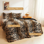 XeGe Cheetah Print Fluffy Faux Fur Duvet Cover Set, 3 Pieces Soft Plush Shaggy Fuzzy Bedding Set(1 Faux Fur Leopard Print Comforter Cover + 2 Furry Pillow Cases), Zipper Closure(King, Pink)