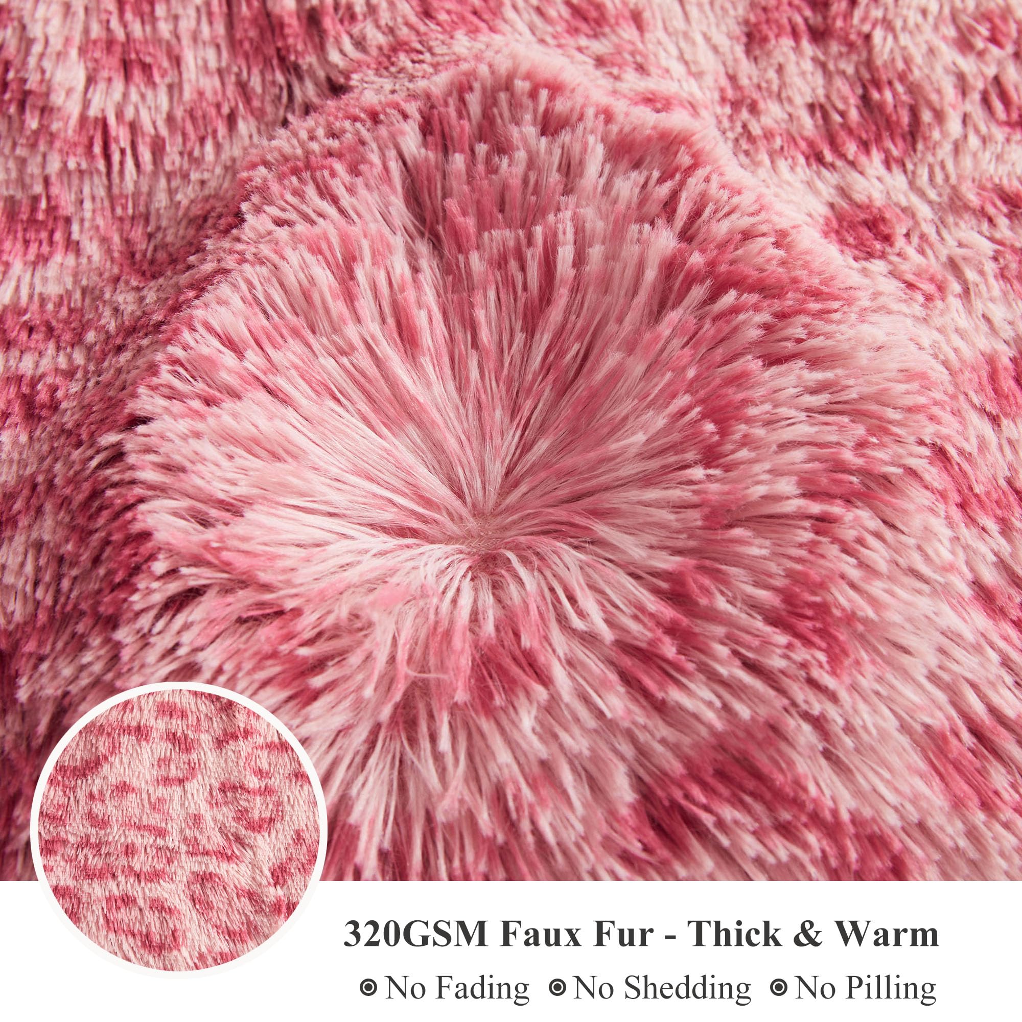 XeGe Cheetah Print Fluffy Faux Fur Duvet Cover Set, 3 Pieces Soft Plush Shaggy Fuzzy Bedding Set(1 Faux Fur Leopard Print Comforter Cover + 2 Furry Pillow Cases), Zipper Closure(King, Pink)