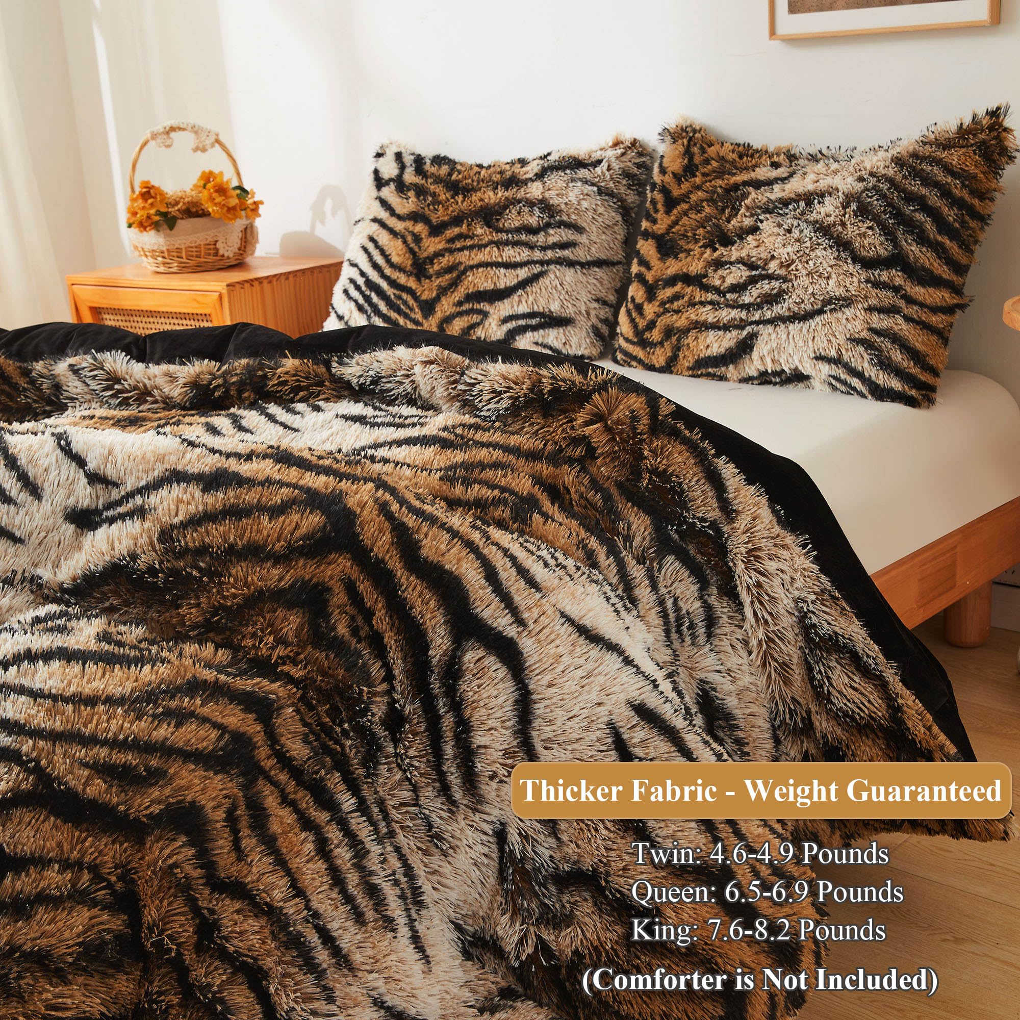 XeGe Cheetah Print Fluffy Faux Fur Duvet Cover Set, 3 Pieces Soft Plush Shaggy Fuzzy Bedding Set(1 Faux Fur Leopard Print Comforter Cover + 2 Furry Pillow Cases), Zipper Closure(King, Pink)