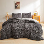 XeGe Cheetah Print Fluffy Faux Fur Duvet Cover Set, 3 Pieces Soft Plush Shaggy Fuzzy Bedding Set(1 Faux Fur Leopard Print Comforter Cover + 2 Furry Pillow Cases), Zipper Closure(King, Pink)