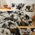 XeGe Cheetah Print Fluffy Faux Fur Duvet Cover Set, 3 Pieces Soft Plush Shaggy Fuzzy Bedding Set(1 Faux Fur Leopard Print Comforter Cover + 2 Furry Pillow Cases), Zipper Closure(King, Pink)