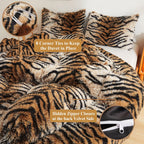 XeGe Cheetah Print Fluffy Faux Fur Duvet Cover Set, 3 Pieces Soft Plush Shaggy Fuzzy Bedding Set(1 Faux Fur Leopard Print Comforter Cover + 2 Furry Pillow Cases), Zipper Closure(King, Pink)