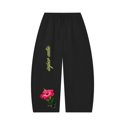 super tiny forest Hibiscus Unisex Waffle Barrel Leg Pants