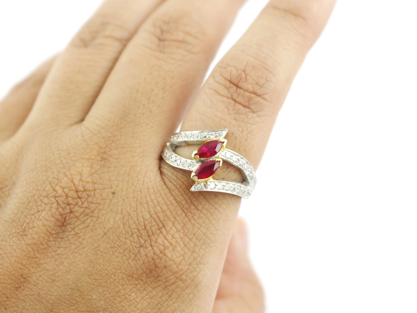 Ruby Marquise Gemstone 925 Sterling Silver July Birthstone Engagement Ring For Women