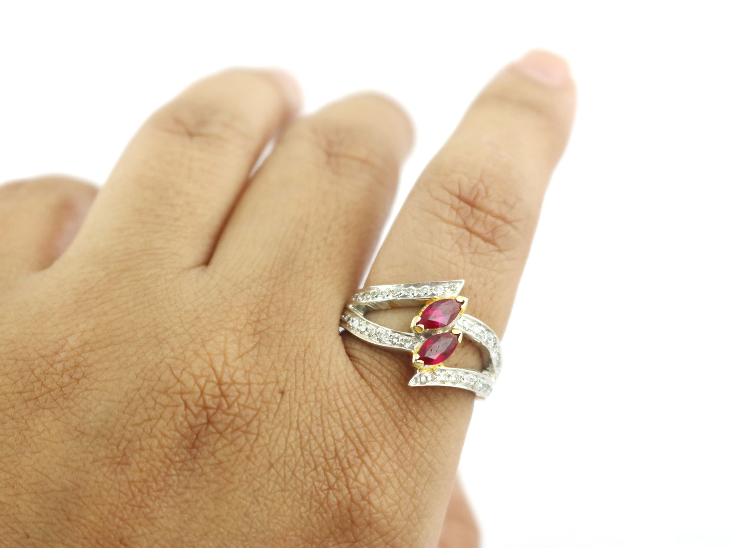 Ruby Marquise Gemstone 925 Sterling Silver July Birthstone Engagement Ring For Women