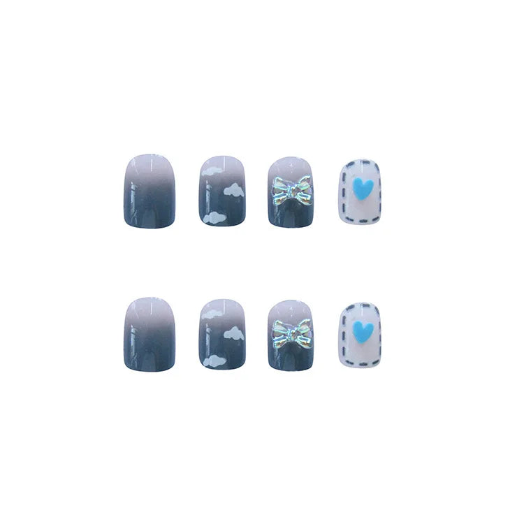 24pcs Short Square Round Fake Nails