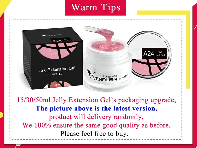 VENALISA 50ml Jelly Gel Clear Nude Pink Camouflage Gel Nail Extend UV LED Poly Nail Gel Nail Art Manicure Acrylic Gel