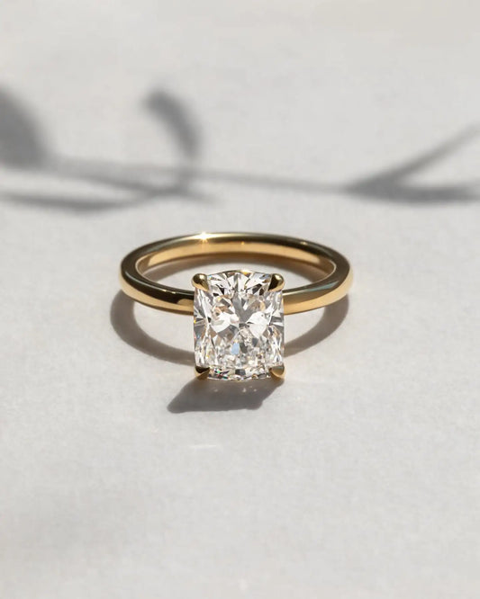 ElongatedCushion Cut 10x8mm Moissanite Solitaire Engagement Ring Yellow Gold Plated Minimalist Four Prong Fine Jewelry For Women