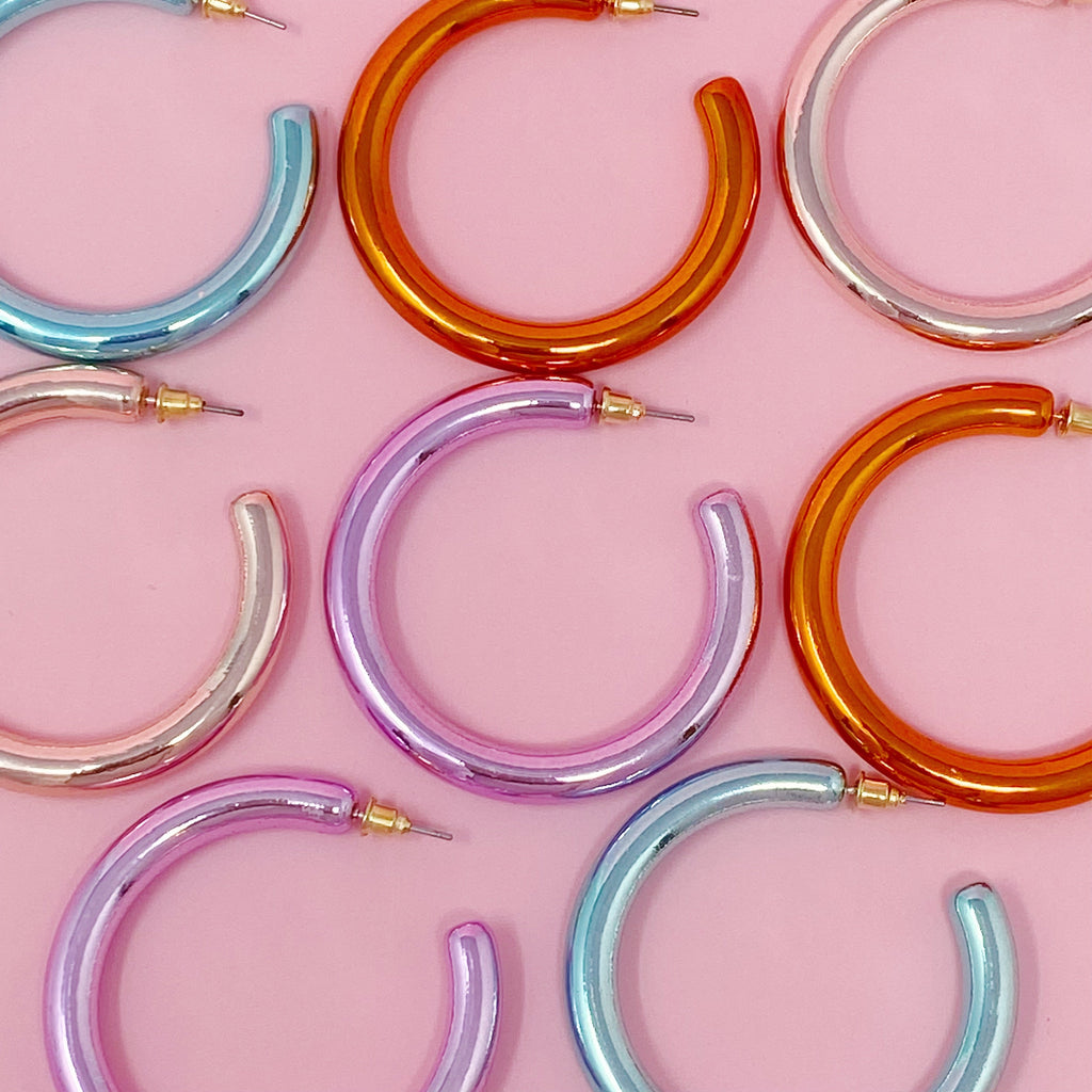 Colored Tube Hoop Earrings