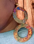 Abstract Handpainted Design Wooden Clip on Earrings