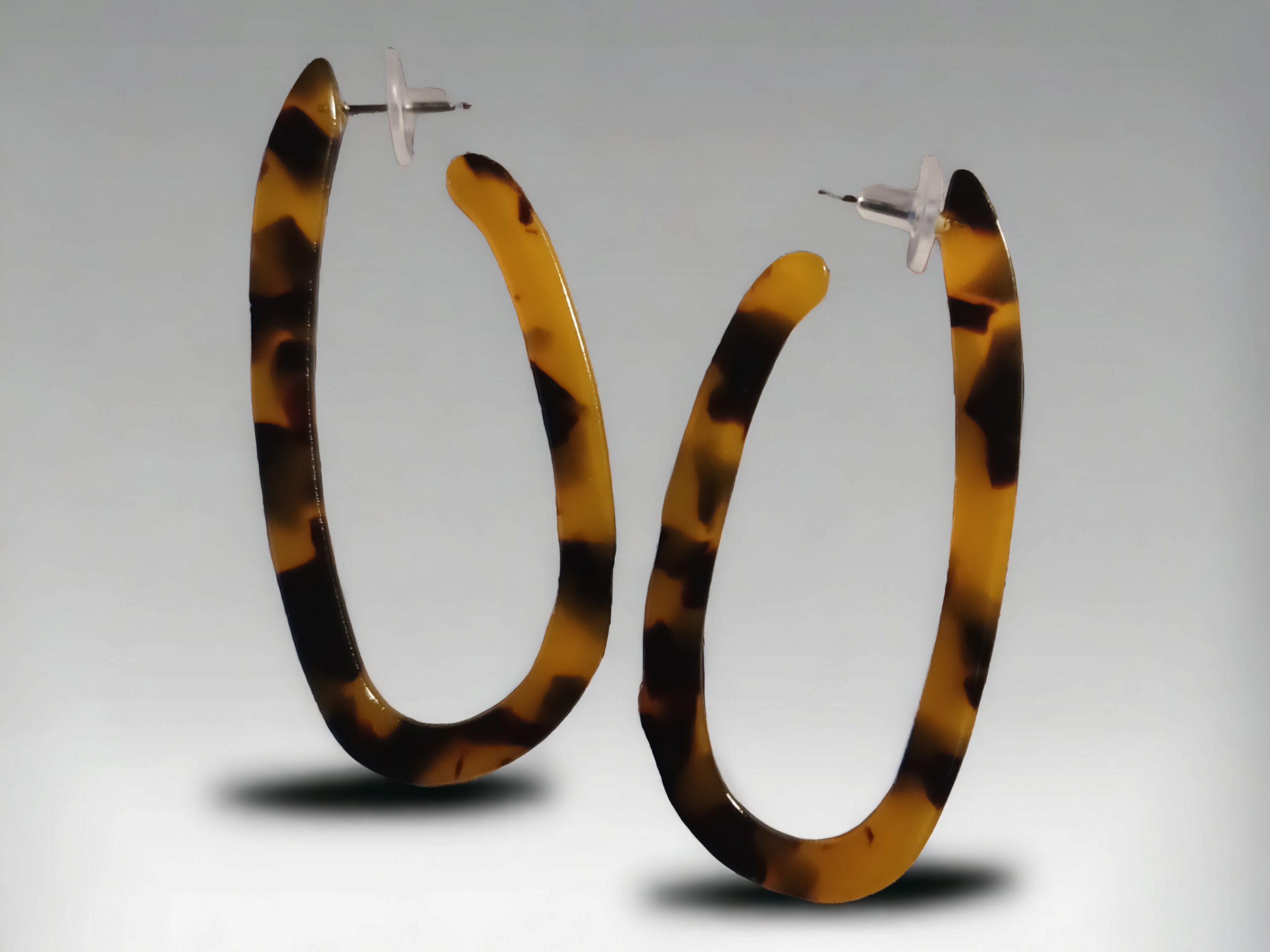 Abstract Tortoise Brown Hoop Earrings