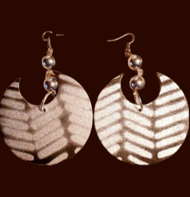 Abstract handpainted Mudcloth print Wooden Earrings