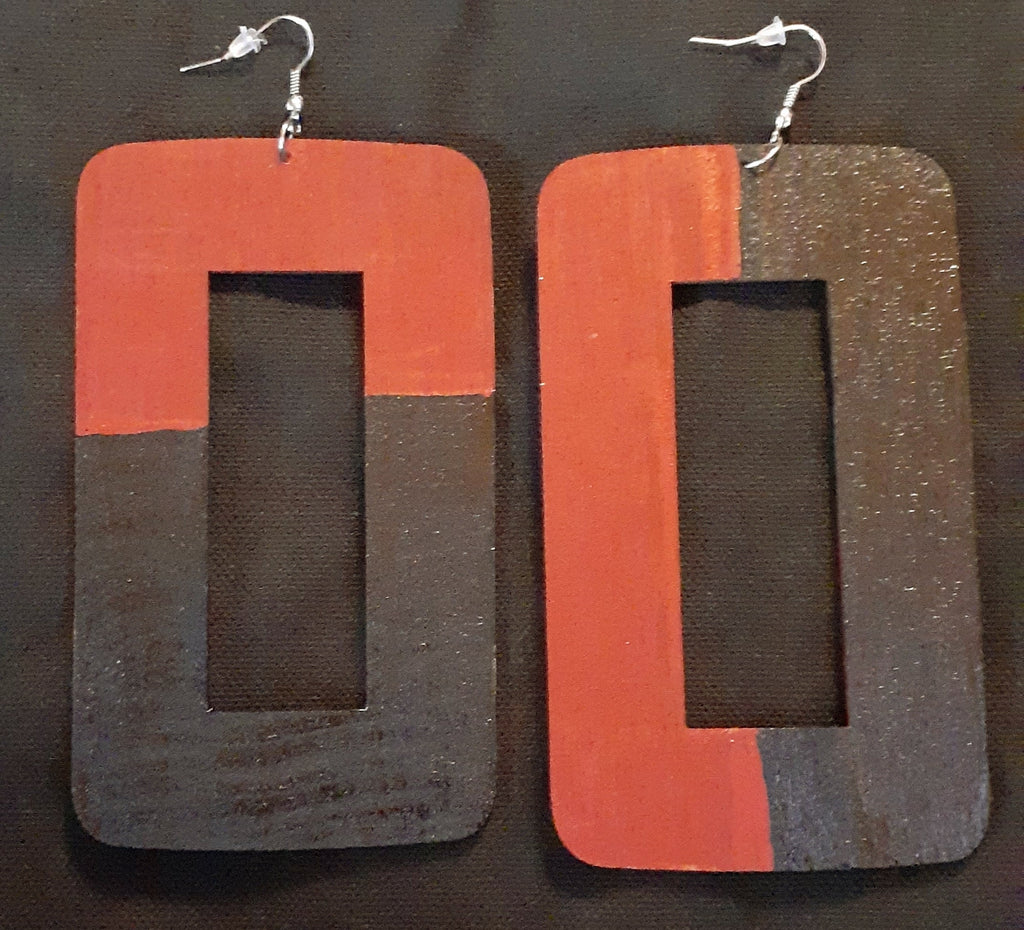 Abstract handpainted Wooden Earrings