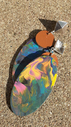 Abstract handpainted Wooden Earrings