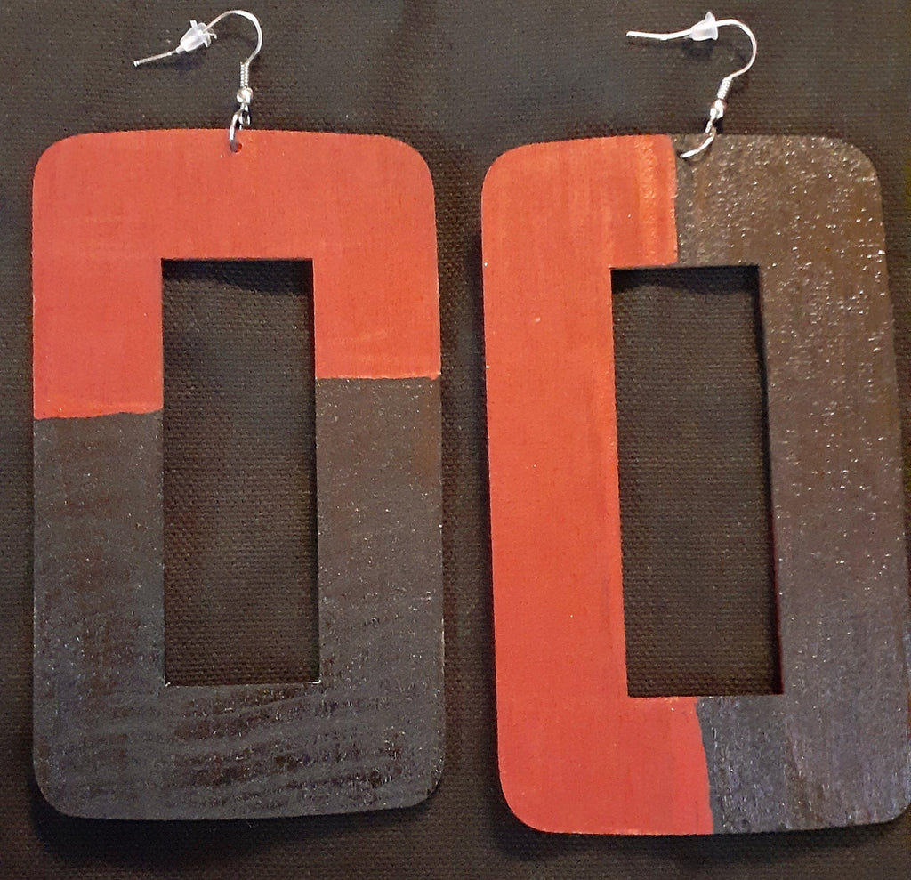 Abstract handpainted Wooden Earrings