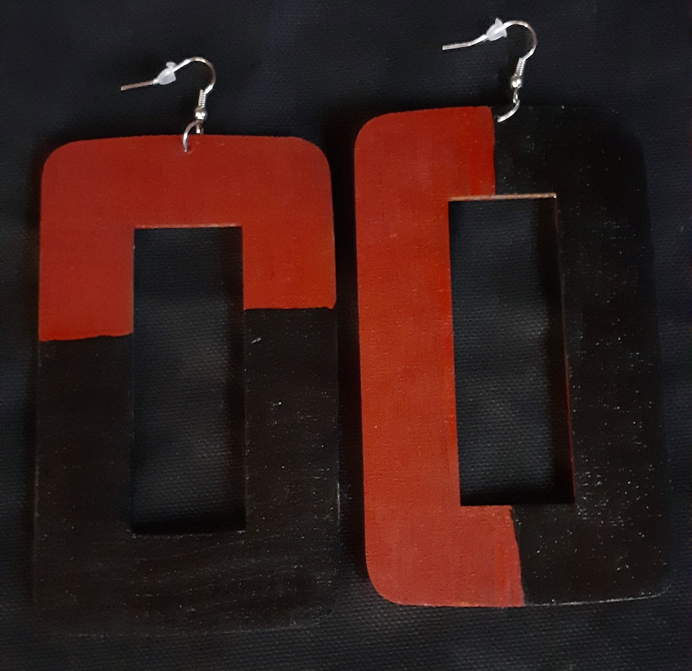 Abstract handpainted Wooden Earrings