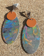 Abstract handpainted Wooden Earrings
