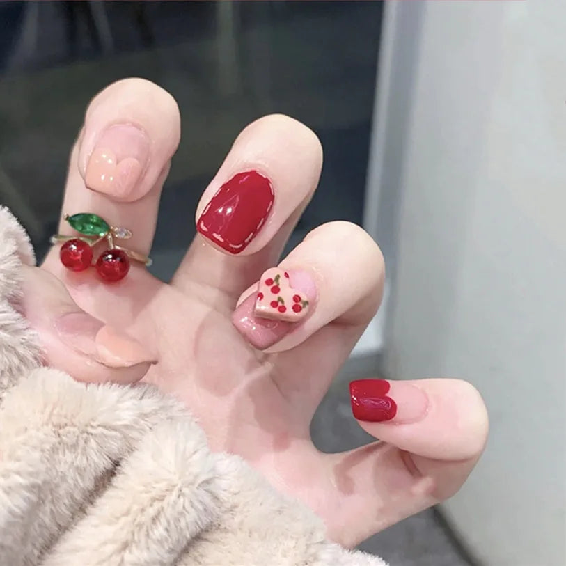 24pcs Short Square Round Fake Nails
