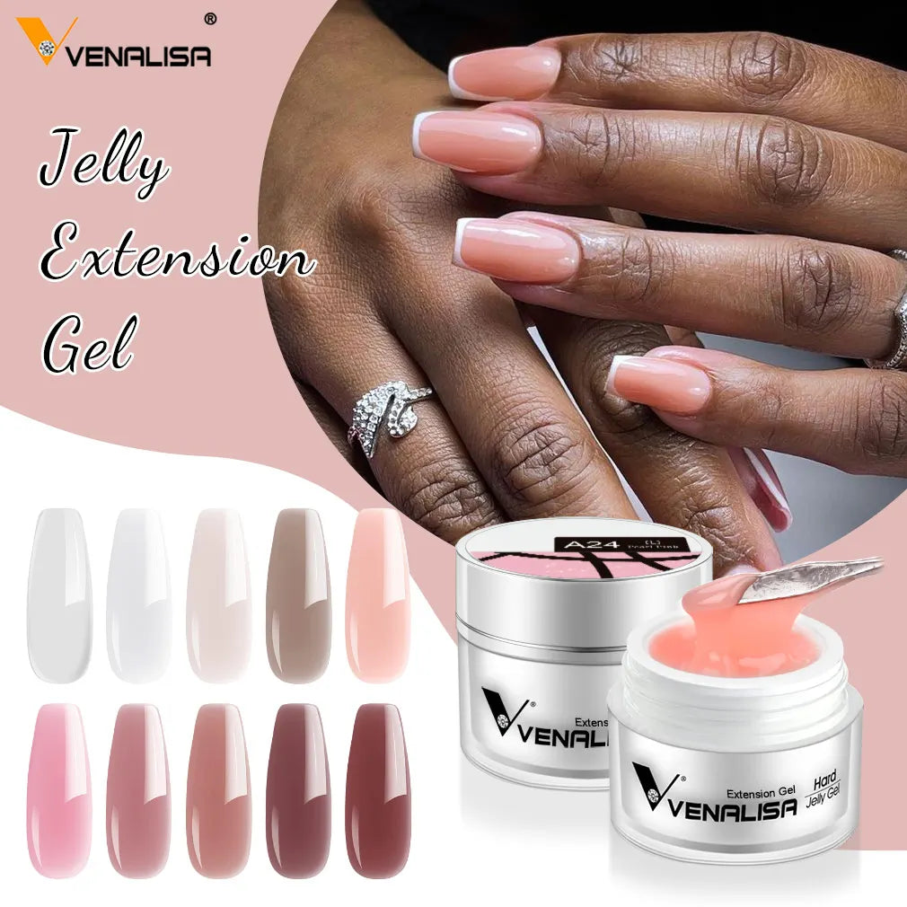 VENALISA 50ml Jelly Gel Clear Nude Pink Camouflage Gel Nail Extend UV LED Poly Nail Gel Nail Art Manicure Acrylic Gel