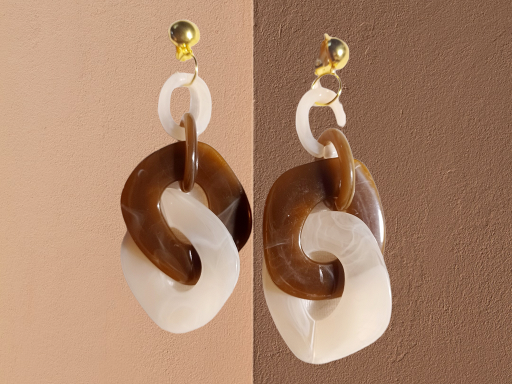 Acrylic Chain Hoop Clip on Earrings