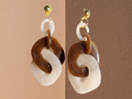 Acrylic Chain Hoop Clip on Earrings