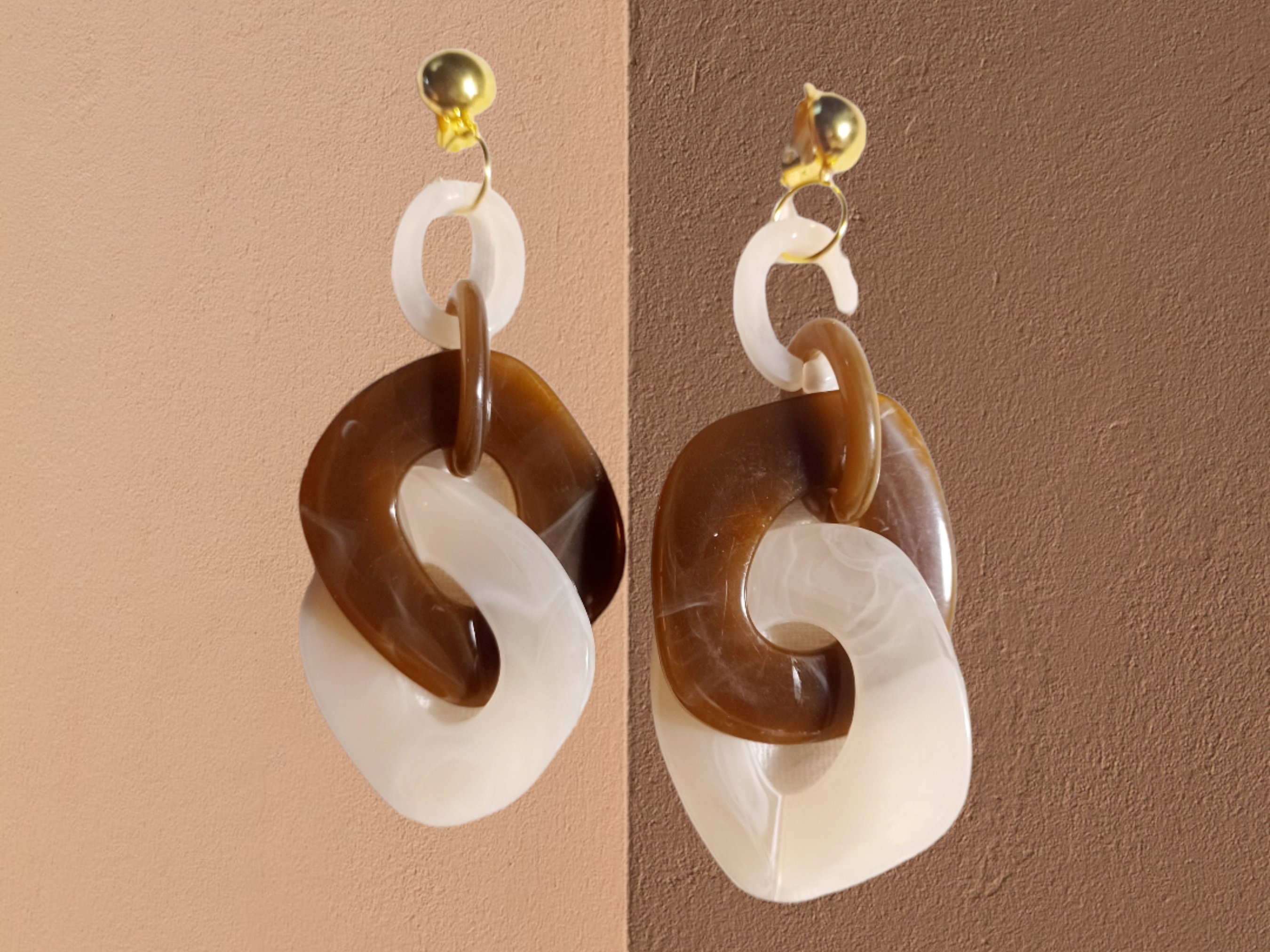 Acrylic Chain Hoop Clip on Earrings