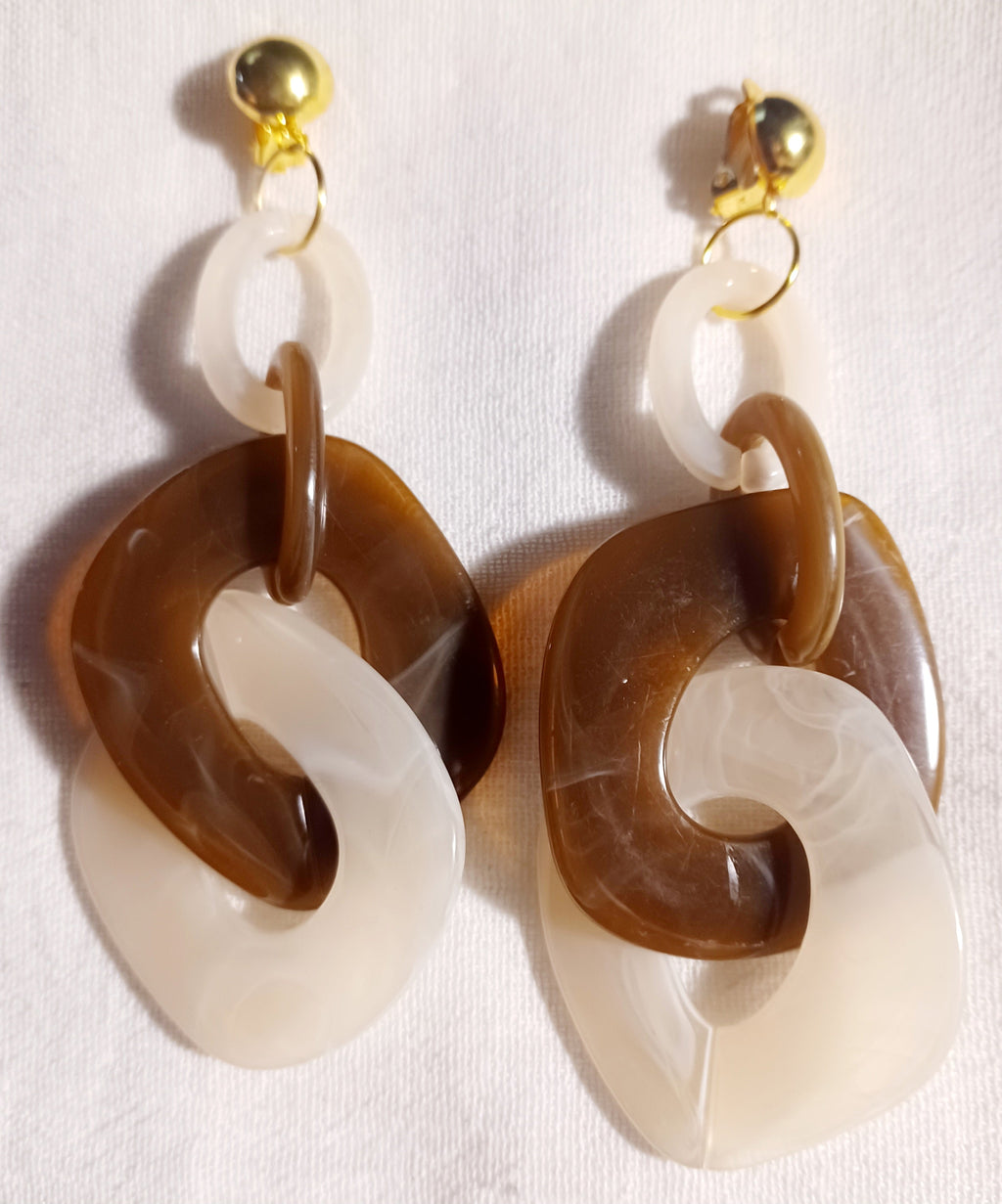 Acrylic Chain Hoop Clip on Earrings