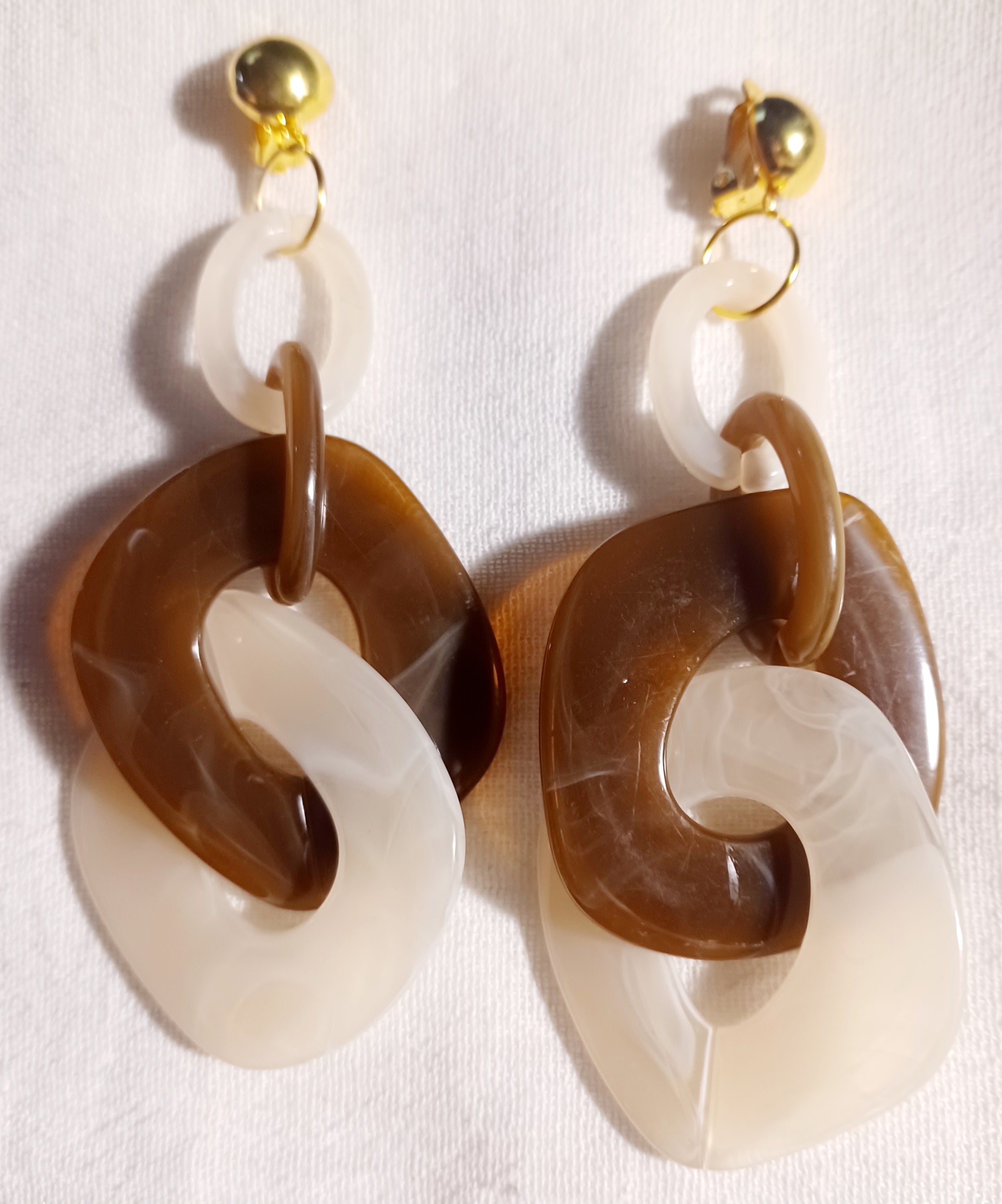 Acrylic Chain Hoop Clip on Earrings