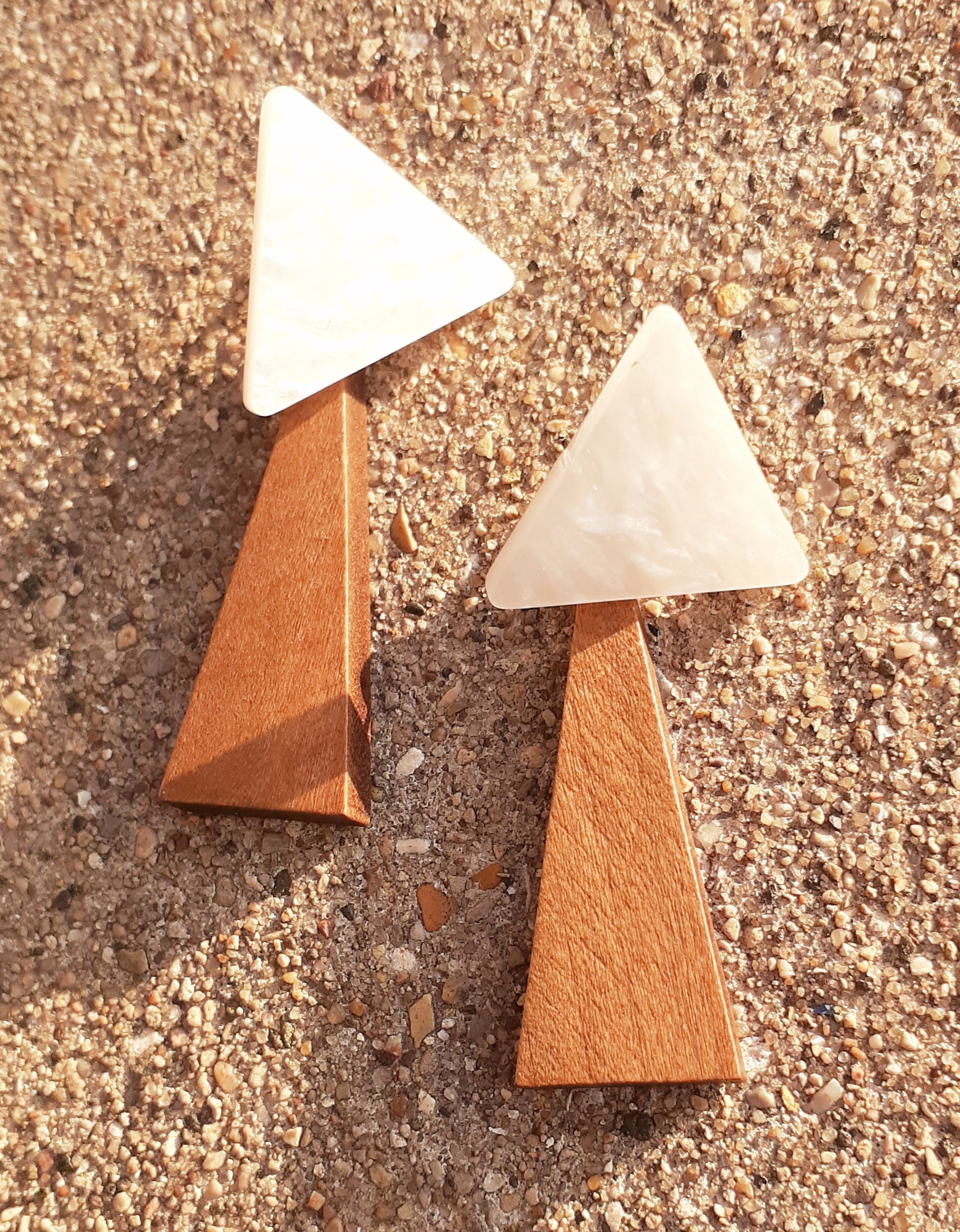 Acrylic and Wood 3D Asymmetric Earrings