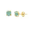5-7mm Raw Crystal Quartz Stone Rose Gold Plated Prong Set Stud Earring