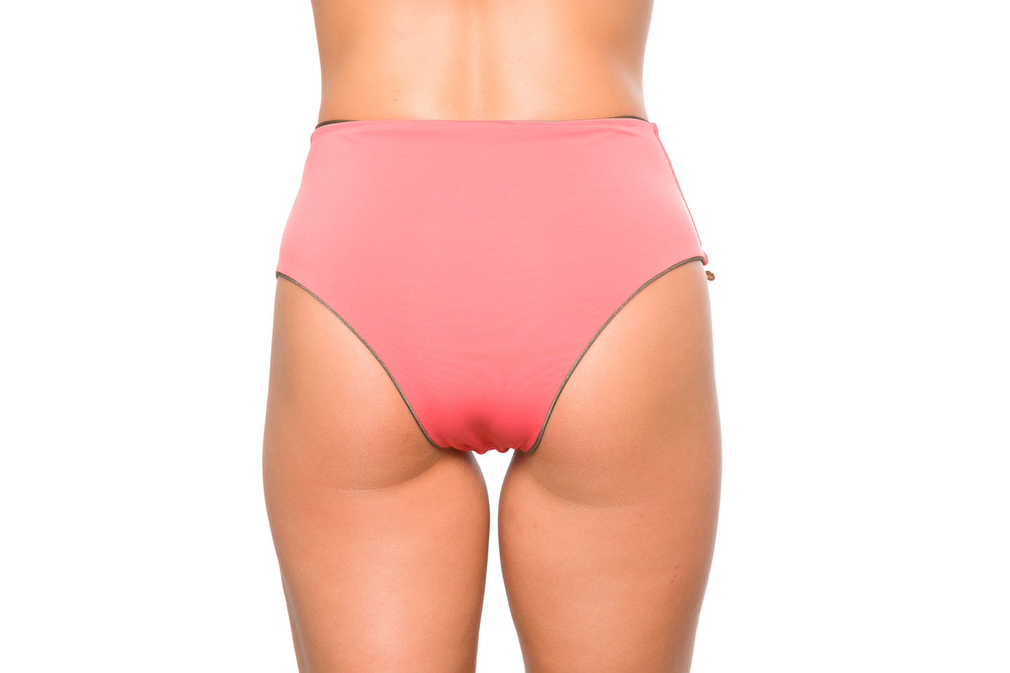 High Waist  Reversible Bottom Mara Olive Coral