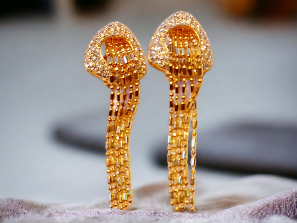 Beautiful Rhinestone Large Runway Clip On Earrings