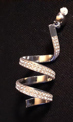 Blingy Rhinestone Spiral Bar Dangle Earrings