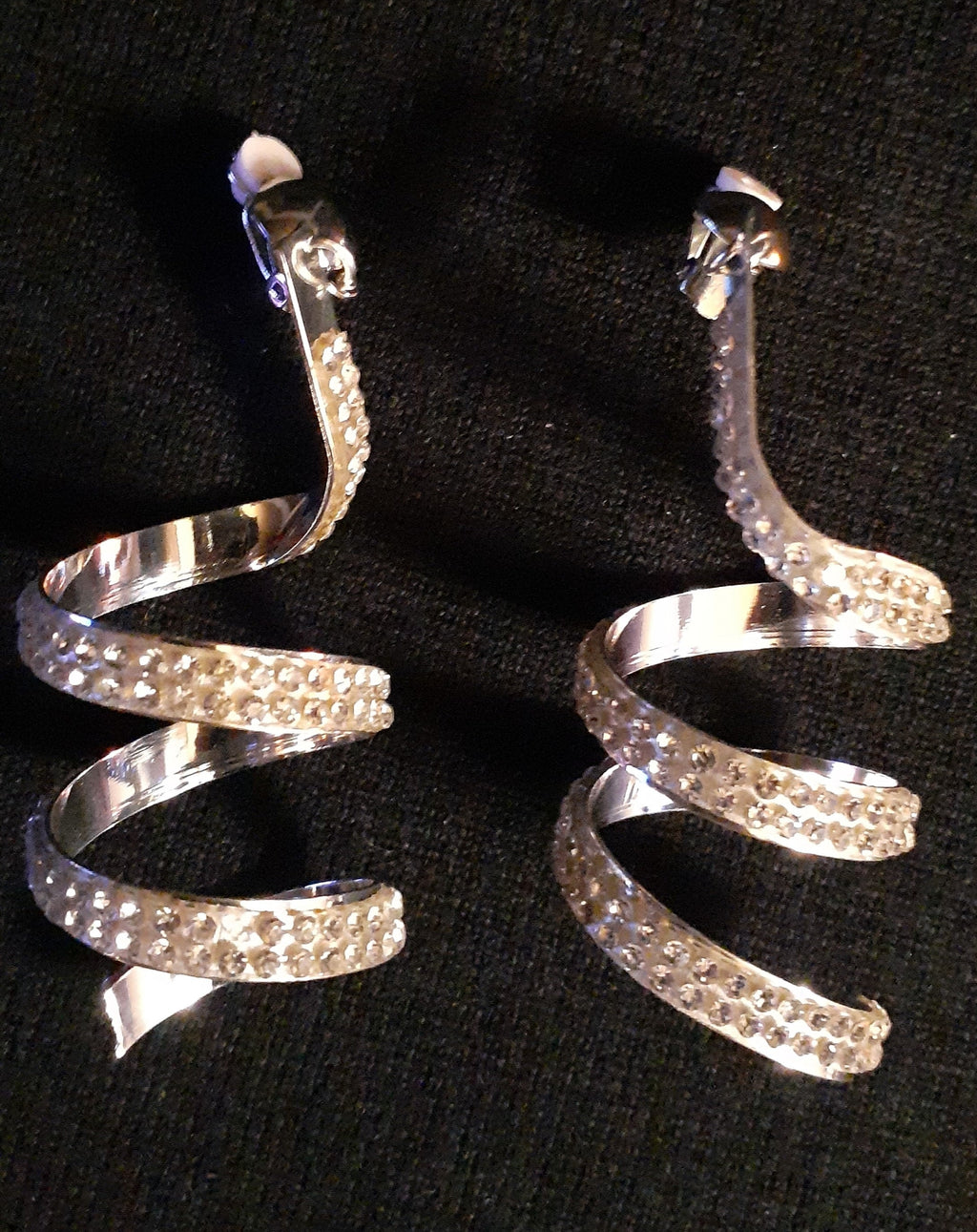 Blingy Rhinestone Spiral Bar Dangle Earrings