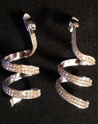 Blingy Rhinestone Spiral Bar Dangle Earrings