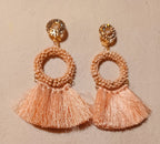 Bohemian Tassel and Bead clip on Earrings